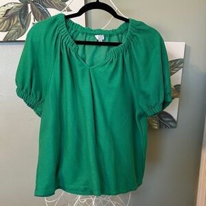 Crown & Ivy Green Gathered Blouse